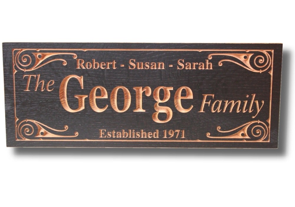 Family Name Sign Carved SIGNS Wooden Sign Anniversary Gift Wedding Gift 