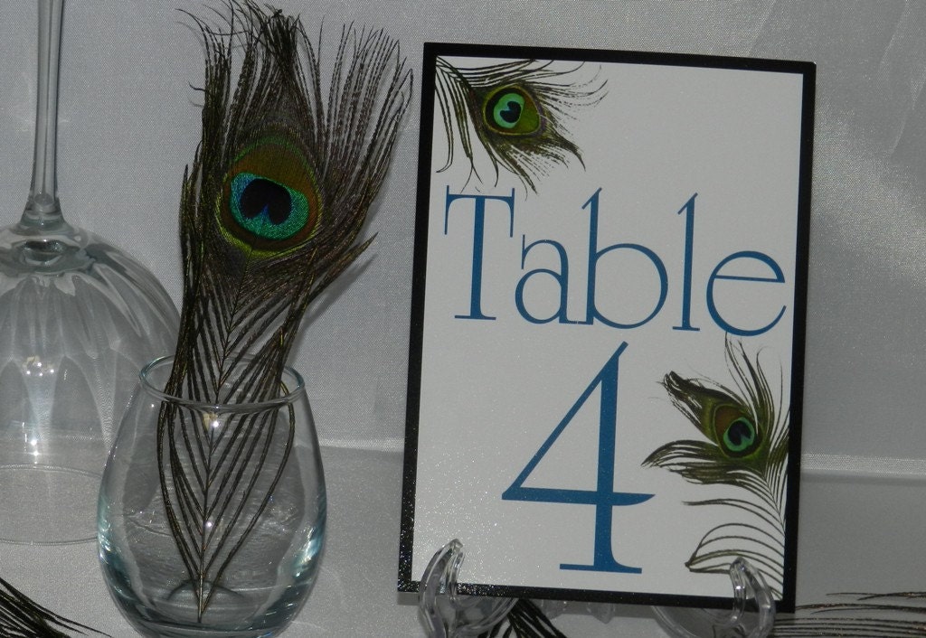 20 Peacock Wedding Reception Table Numbers Any Color