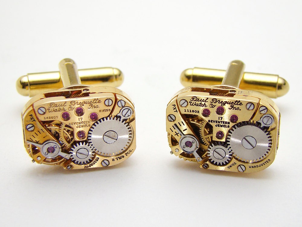 Paul Breguette watch movements wedding accessory mens vintage cuff links