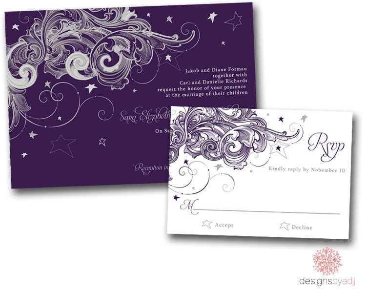 SAMPLE SET Starry Night Wedding Invitation From DesignsbyAdj