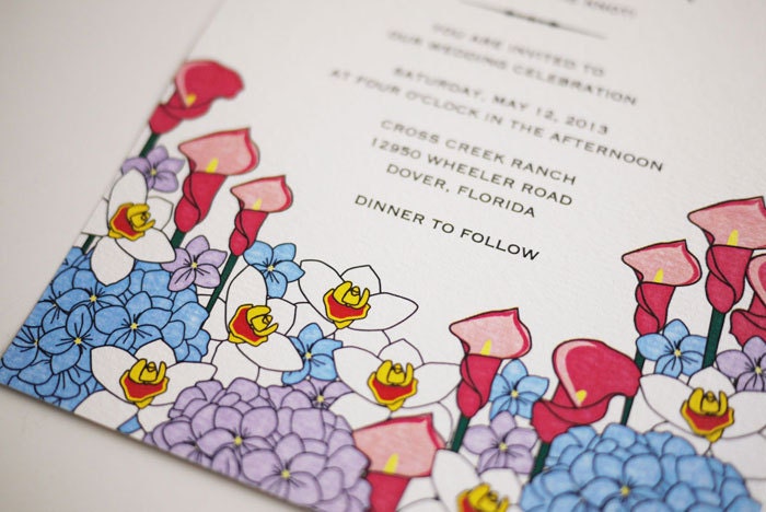 DIY Printable Wedding Invitation Calla Lily Hydrangea