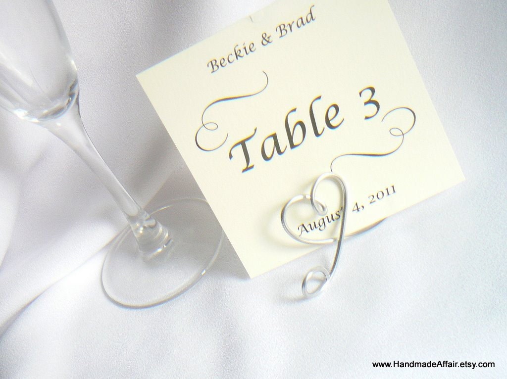 Silver Heart Shaped Table Number Holder Modern Wedding Elegance 5 