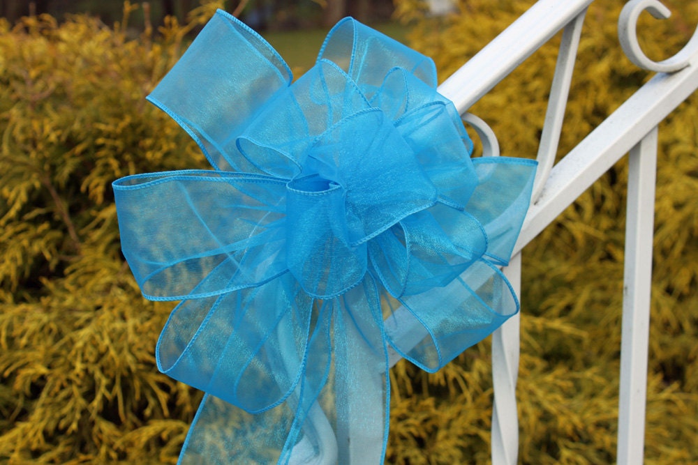 Peacock Blue Wedding Pew Bows set of 12 Colors can be mixed and matched for