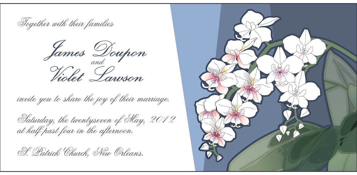 Wedding Invitation Japanesque serie Orchids printable PDF
