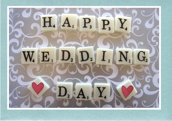 Customised hand made original 39Happy Wedding Day 39 greeting card art print
