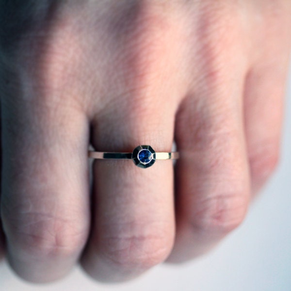 Blue sapphire engagement ring, Medium bling ring-blue sapphire engagement ring, modern engagement ring, alternative bride