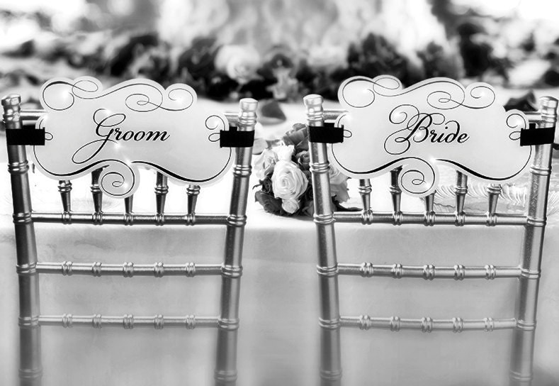 Chair Signs Bride and Groom Wedding Reception Decoration