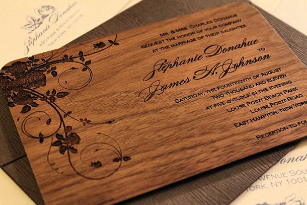 Engraved Wood Wedding Invitation Jardin From nGraveSolutions