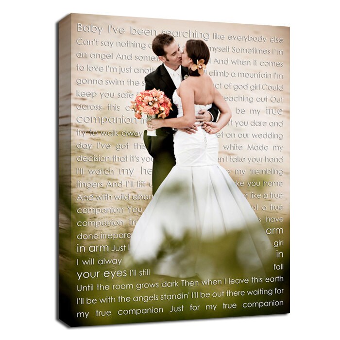 Canvas Art Personalized Your Photo and Words CUSTOM vows lyrics Wedding 