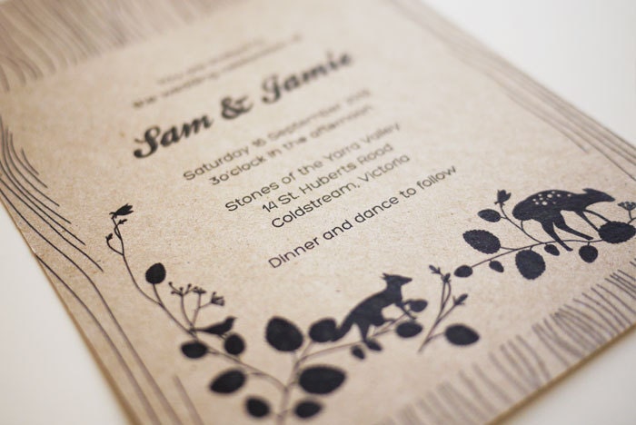The Woodgrain EcoFriendly Printable Wedding Invitation Nature Love
