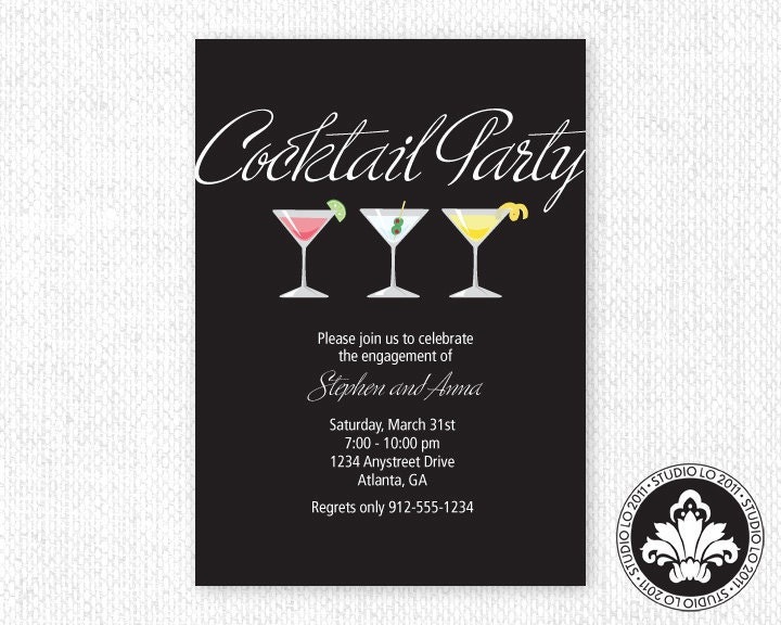 COCKTAIL PARTY INVITATION Birthday Engagement or Bridal Shower