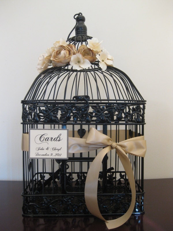 Black Bird Cage Wedding Card Holder Vintage Style Vintage Style Wedding 