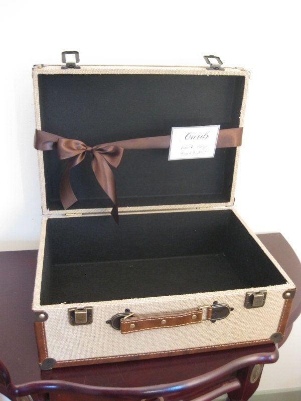 Wedding Suitcase Card Holder Vintage Style Rustic Suitcase Burlap Wedding 