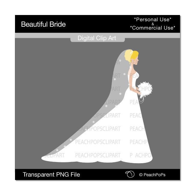 Wedding clip art digital clipart wedding dress silhouette chic modern