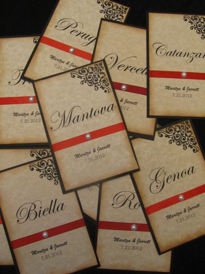 Vintage Inspired Italian Wedding Table Numbers Wedding Table Cards