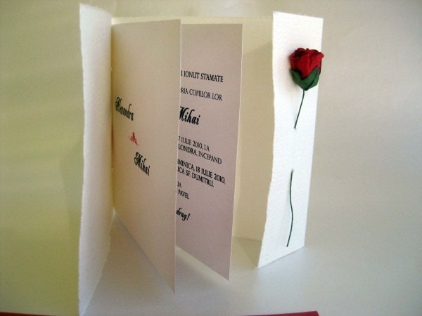 Rose and handmade paper wedding invitation From Smartartinvitations