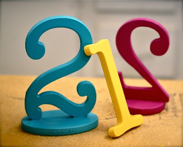 Wooden Table Numbers on Bases