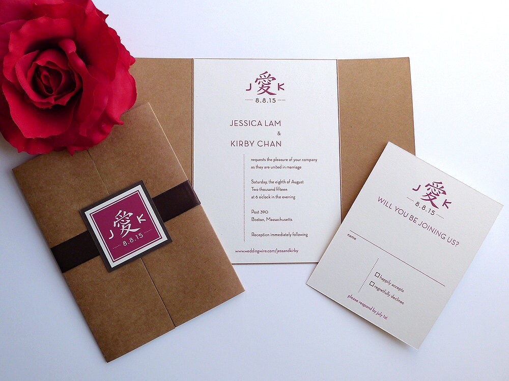 Ai Love Monogram Gatefold Wedding Invitations From PrettyStationeryShop