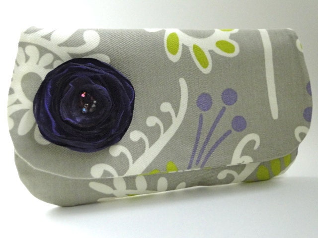 Clutch Bridesmaids gifts purple wedding lime green gray custom colors