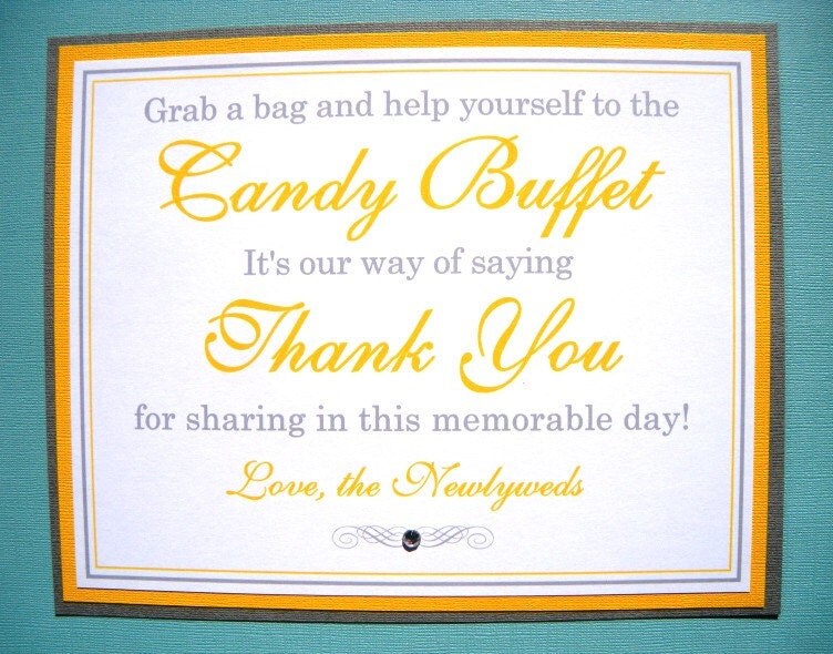 8x10 Flat Wedding Candy Buffet Sign in Gray and Yellow READY TO SHIP