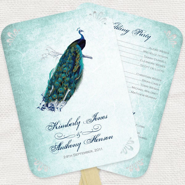 antique chic wedding ceremony program fan printable file to match our 