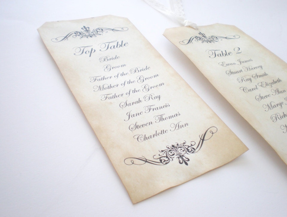 Wedding Seating Plan Vintage Style Table Plan Tags