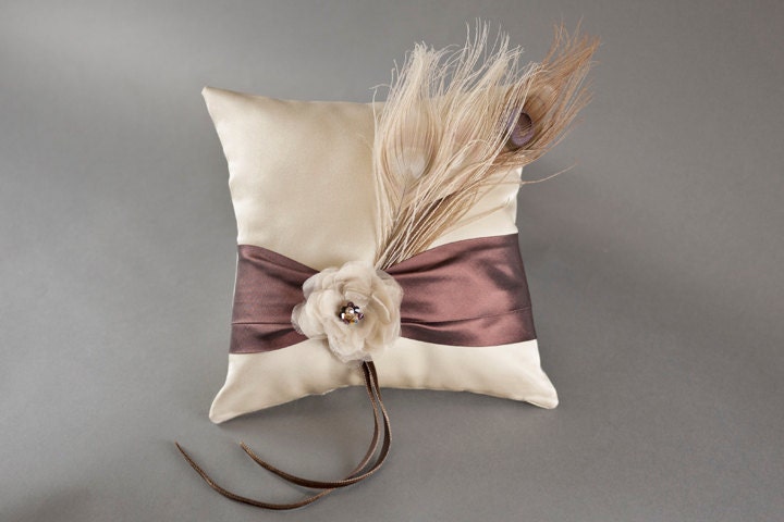 Delphine champagne and purple silk satin wedding ring bearer pillow with 