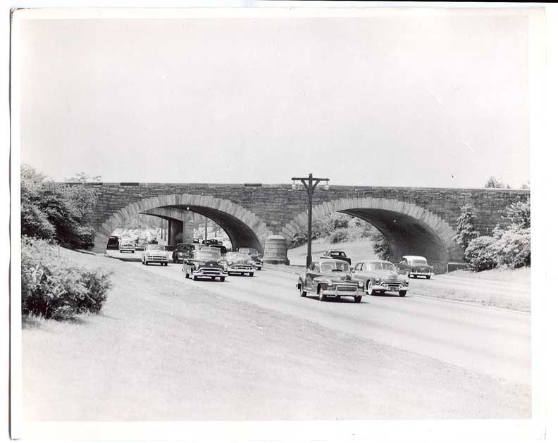 50s CARS going down the FREEWAY HIGHWAY under a bridge very nice Fiber