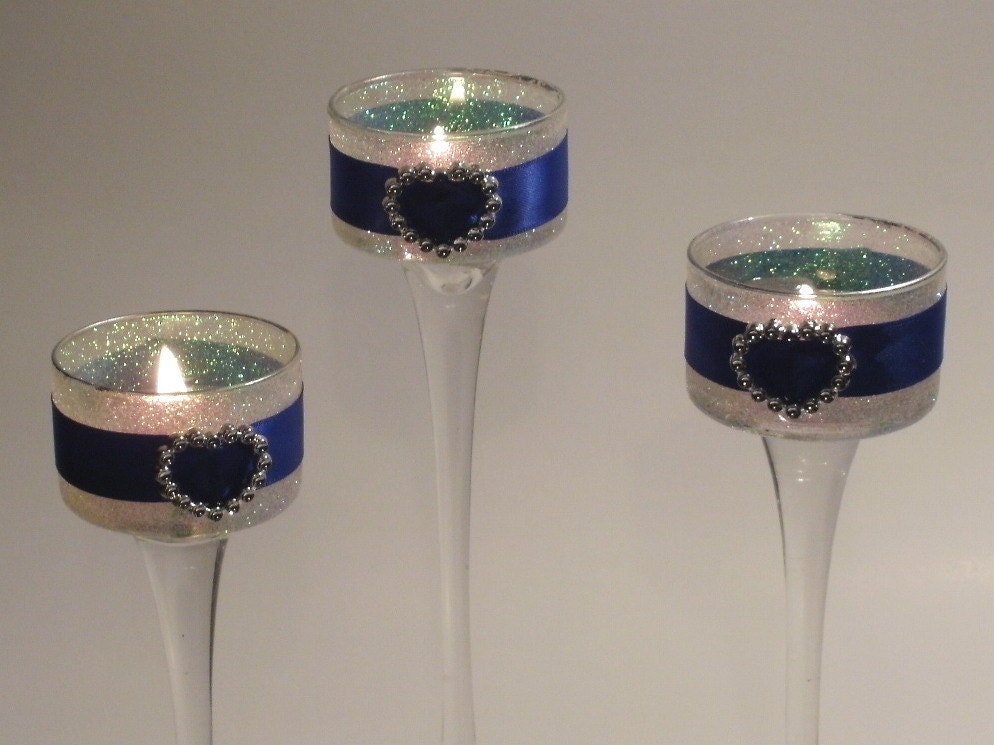 Wedding Centerpieces Iridescent Blue Elegant Gel 3 Piece by Silk N Lights