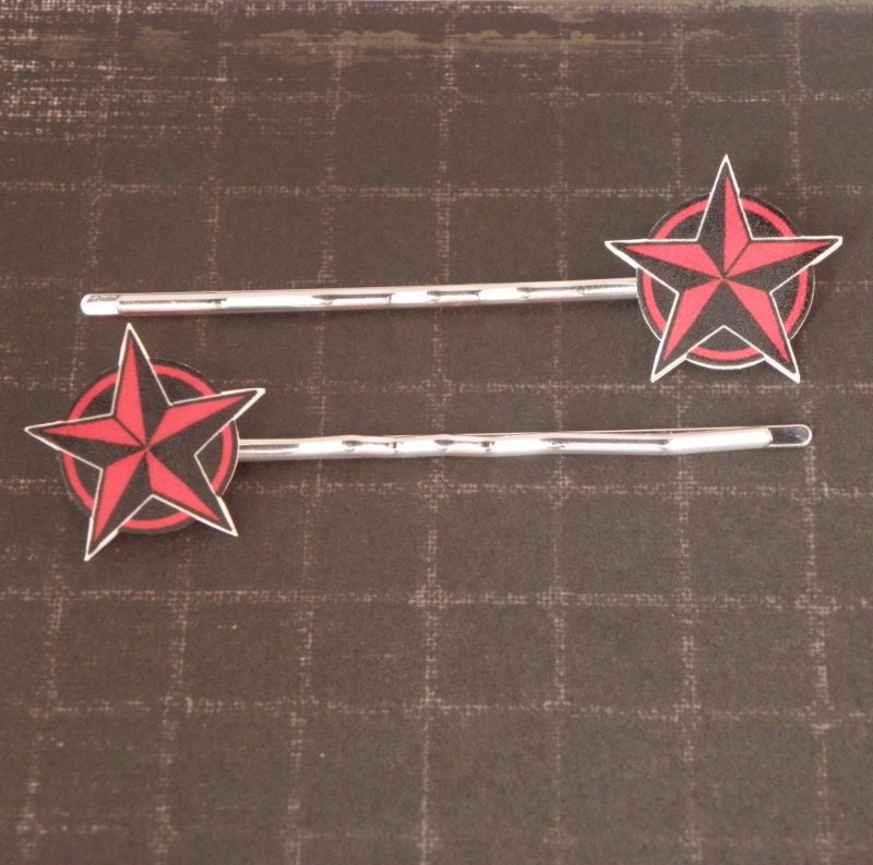OLD SKOOL TATTOO Nautical Star Bobby Pins Hair Clips From PlayBox