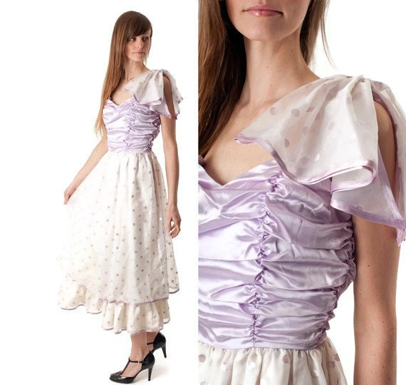 Vintage Prom Dress Wedding White Lavender Orchid Purple Wedding Dress 