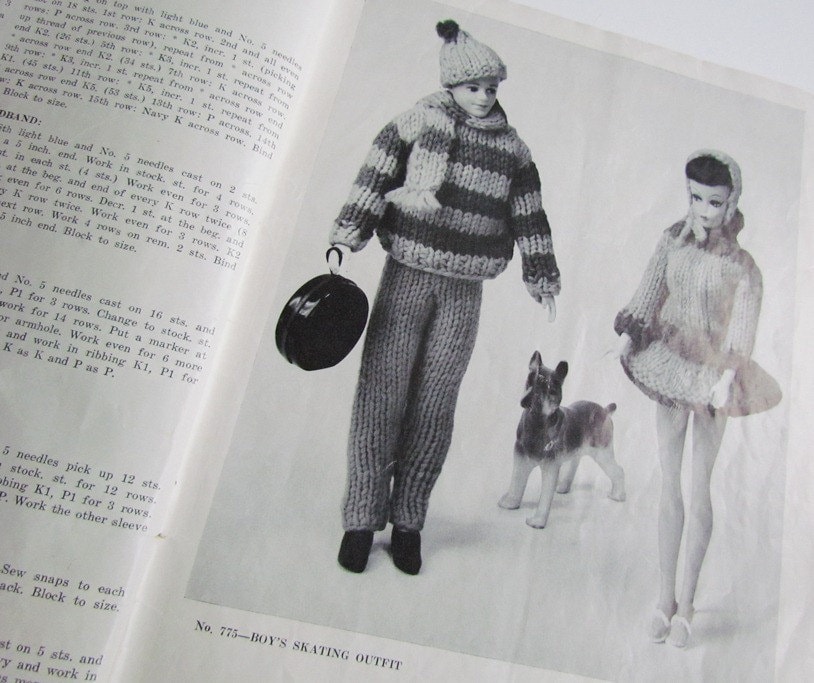 Barbie Doll Patterns Vintage Knit and Crochet for Barbie and Ken 6 Booklets 