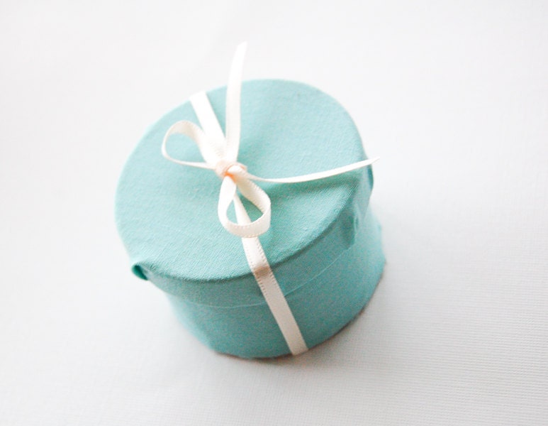 tiffany blue and white round wedding favor candy box From sweetsorrella