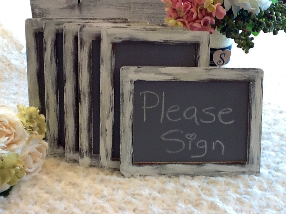 Set of 6 Rustic Wedding Chalkboard Signs Candy Bar Photo Props 