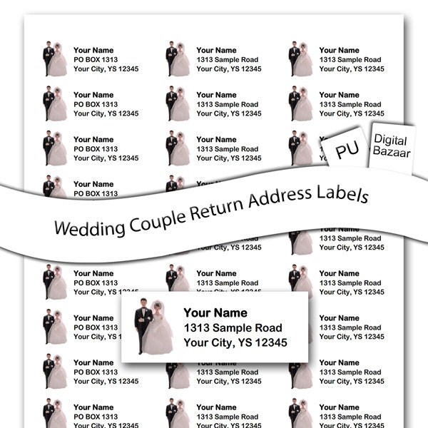 Wedding Couple Custom Return Address Labels Printable PDF