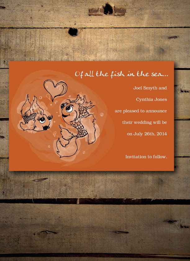 Fish in the Sea Wedding Save the Dates From PrintCarveCreate