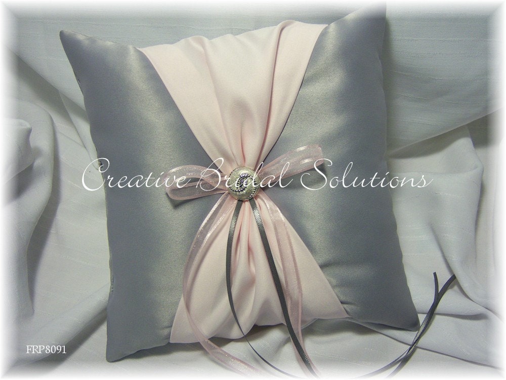 Platinum Silver Light Pink Wedding Ring Bearer Pillow From CreativeBridal
