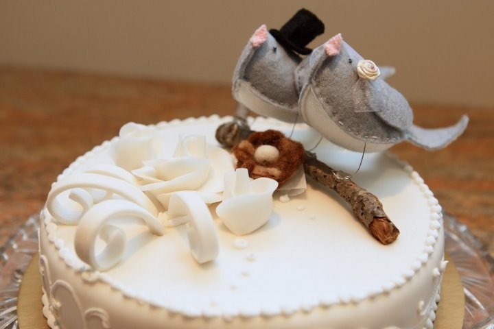 Just too tweet Love Birds cake topper for wedding CUSTOM MADE