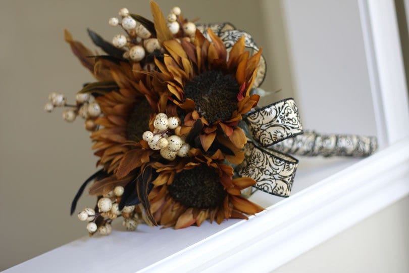 For Time and All Eternity Silk Sunflower Bridal Bouquet