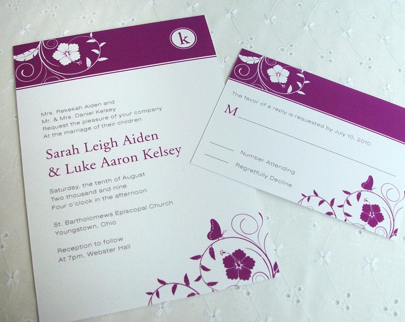 AVERY Set of 50 Custom Monogrammed Wedding Invitations and Response Cards