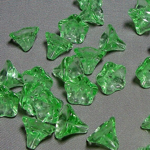 Items Similar To Glass Flower Beads 12mm Spring Green 20 Pieces