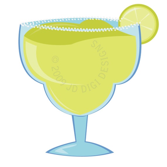 Items similar to Margarita Glass Clipart, Lime Margarita, Digital ...