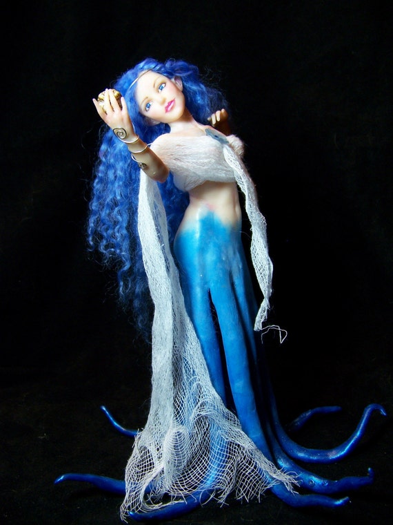 Ooak Polymer Clay Octopus Mermaid Art Doll By Kate Sjoberg