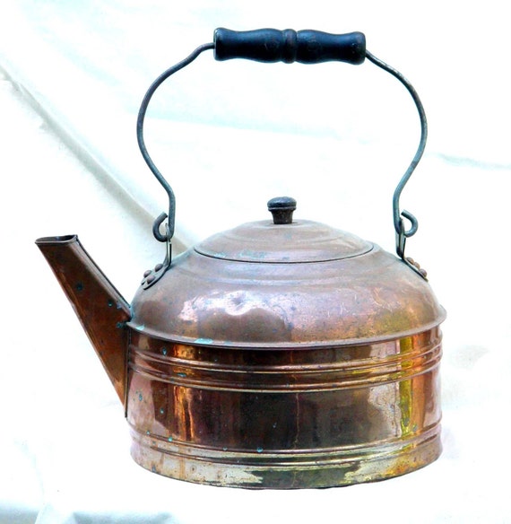 Items similar to Copper Farmhouse Tea Kettle Vintage Country Cottage