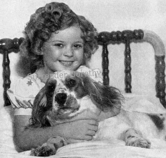 Shirley Temple And Her Dog 1943 Publicity Photogravure
