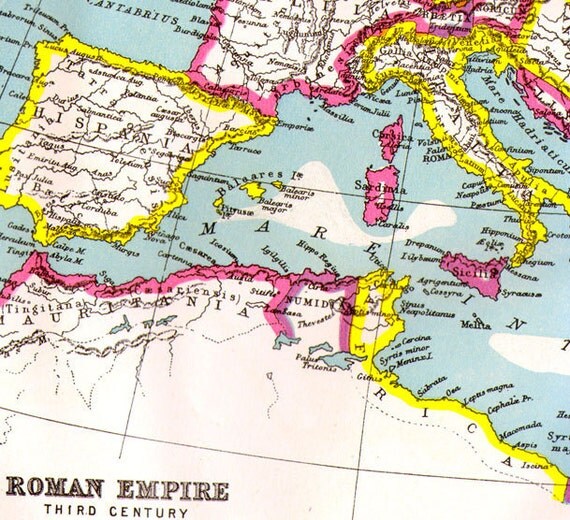 Roman Empire Third Century Map Antique Copper Engraved