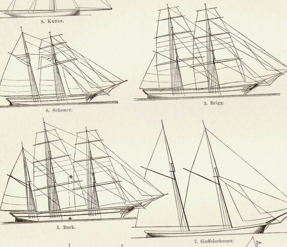 Wooden Sailing Ship Sails Rigging Navy 1897 by SurrenderDorothy