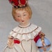 Infant Of Prague Vintage Flower Vase Toothbrush Holder Red & White Trimmed In 1960s Gold Mid Century