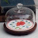 Cheese Dish Glass Cloche Cover Red Poppy Flowers Goodwood 1970s Vintage Kitchen Serving Party-ware