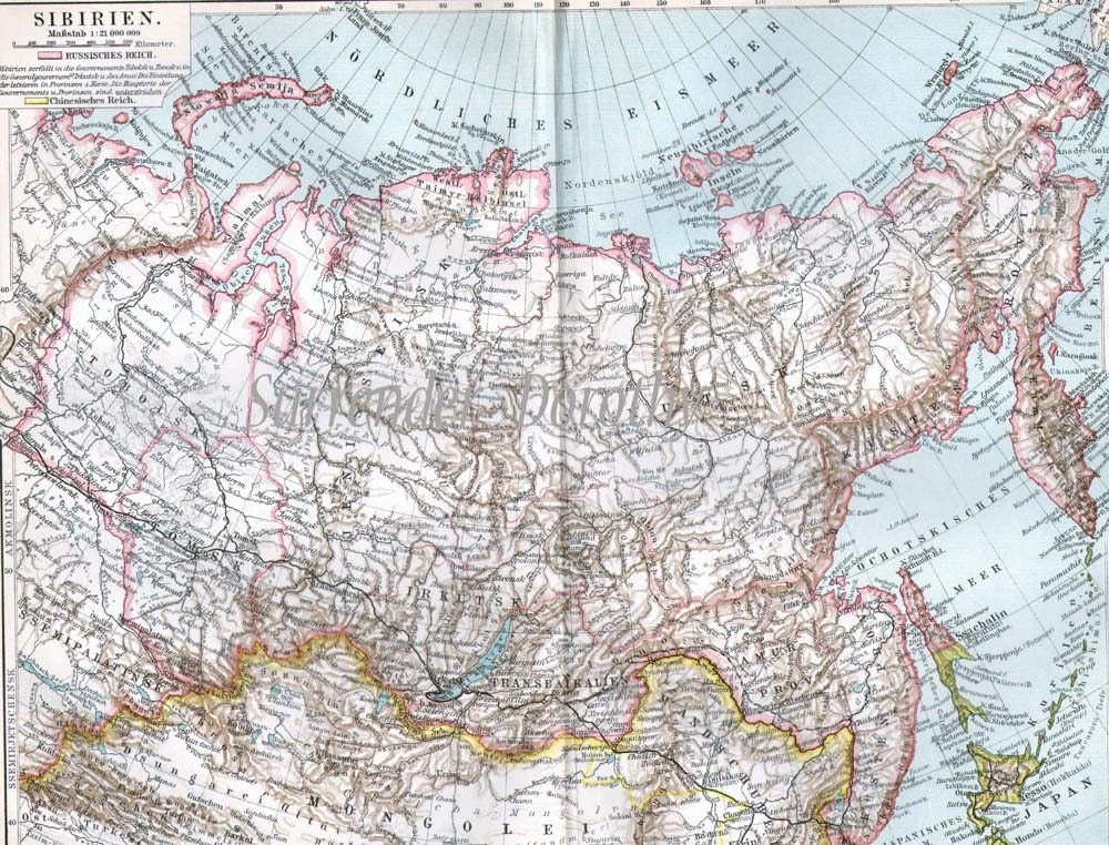 Siberia Russia Arctic Circle Map 1903 Vintage Edwardian Steel   Il Fullxfull.136938000 